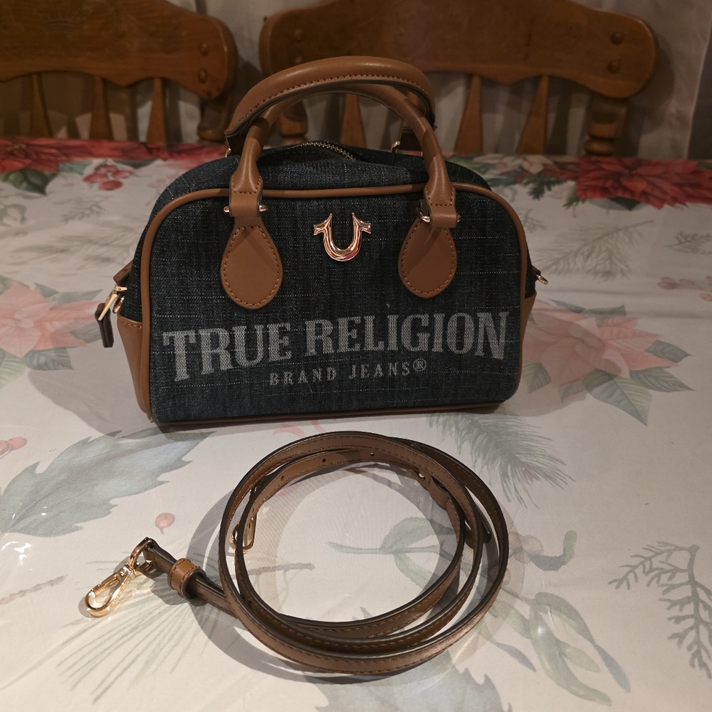 True Religion Denim and Brown Handbag